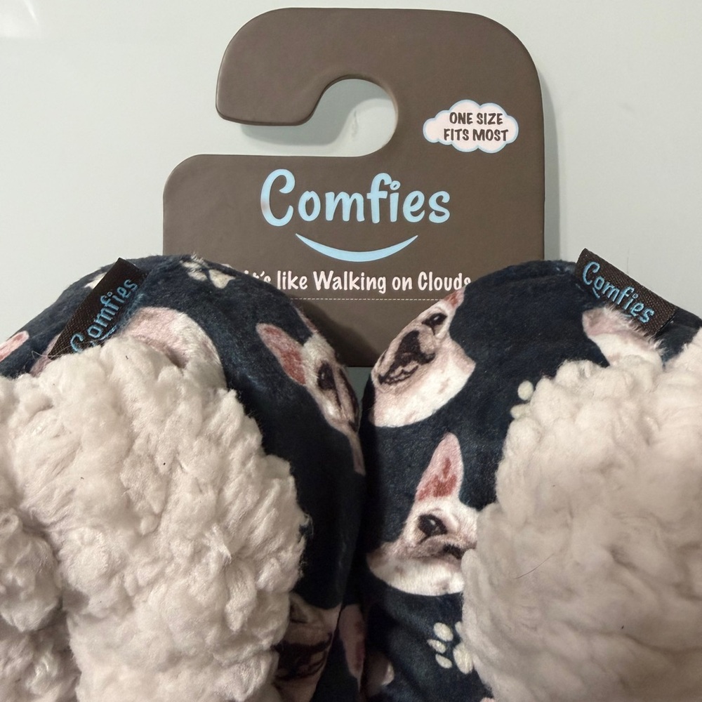 Dog Print Slippers - Navy and White - Picture 3 of 5